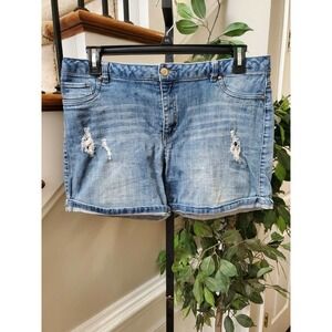 Miss Demeanor Women Blue Denim Cotton Mid Rise Pull on Casual Jean Short Size XL